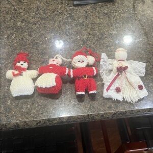Vintage Handmade Knit Christmas Ornaments